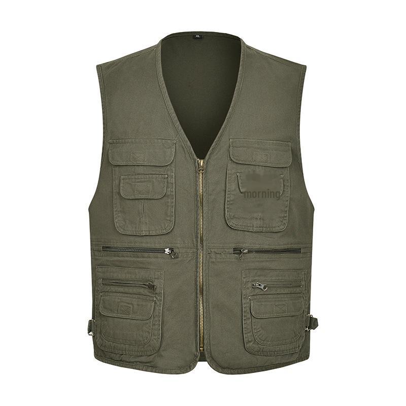 Men's Plus Size Pure Cotton Multi-Pocket Fishing Photography Vest