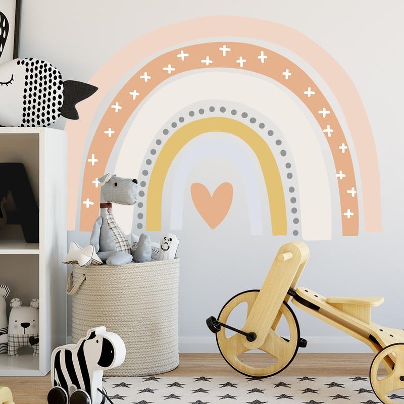 Cartoon Rainbow Wall Stickers for Kids Room Nursery Decoration Decals Mural Baby Bedroom Living Room Wall Decoration