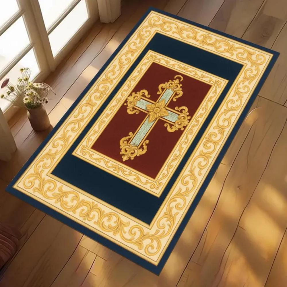 

Tappeto con stampa della croce della Sacra Bibbia, tappetino religioso, decorazione cristiana per la preghiera 50x80cm