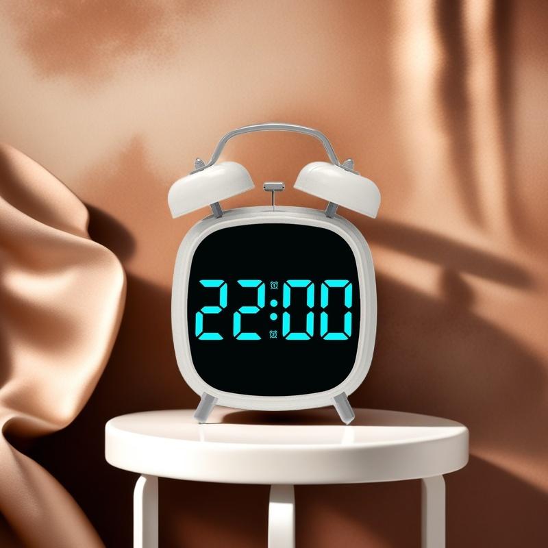 Relógio LED Despertador Digital Exibição de Data Temperatura Controle por Voz Volume Alto Brilho Ajustável 12/24H Soneca Relógio de Mesa