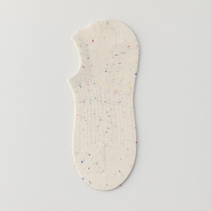 Dot Yarn Women's Spring and Summer Thin Cotton Socks, Shallow-mouthed Invisible Short Socks, Silicone Anti-slip and Non-dropping Heel Socks