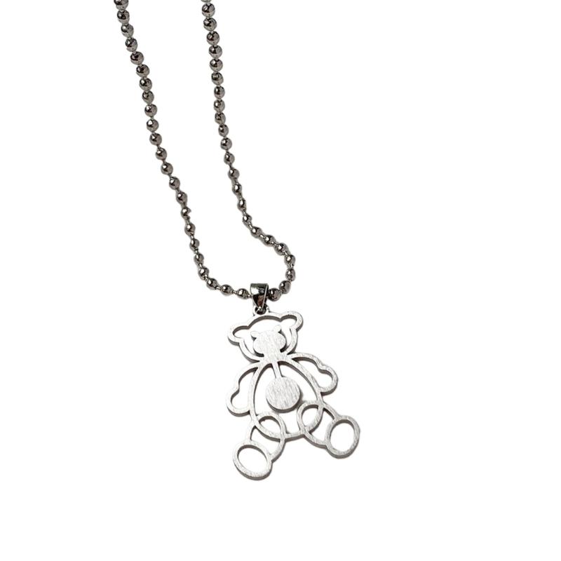 Ins Онлайн-знаменитость Мультяшный Медведь Ожерелье на ключицу Харадзюку Холодный Ветер Подруги Милое Универсальное Ожерелье из Круглых Бусин 1