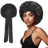 Satin Elastic Ribbons Sleep Cap: Wide-Brim Imitation Silk Headscarf Hat.