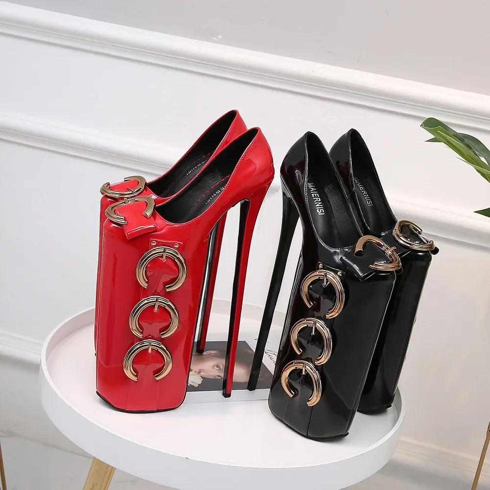 Mote Metallspenne Rød Vanntett Plattform Høyhælte Sko Poledans Nattklubb Damesko Bankett Dame Mote Enkelsko