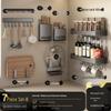 Gun Gray No-Drill Wall-Mounted Kitchen Storage Rack for Knives and Seasoning