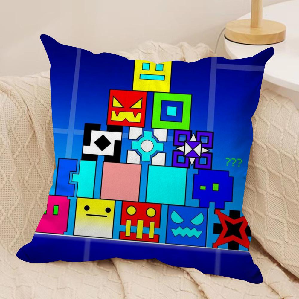 

GGeometry Dash VVideo Cushion Cover Soft Plush Fabric DoubleSided Printed Sofa Cushion Cover for All Seasons Home Decor Gift 30x30cm