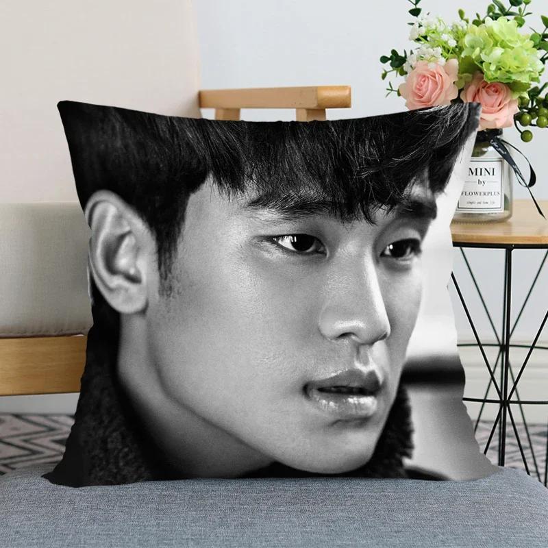45x45cm Kim Soo Hyun Pillowcase Bedroom Home Decorative Nice Gift Pillow Cover Square Zipper Pillow Cases Satin Soft Fabric