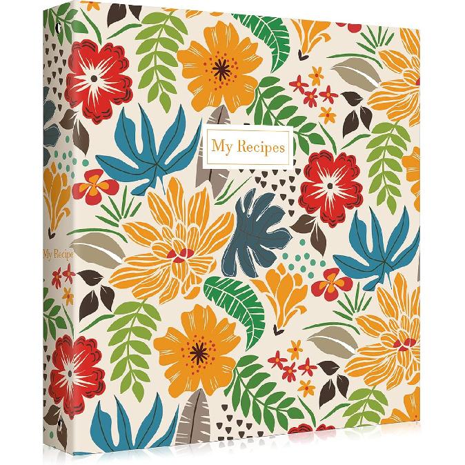 Recipe Binder 8.5" X 11" 3 Ring Full Page-Make Your Own Cookbook Binder with Plastic Page Protectors, Color Printing Paper and Full Page Dividers for