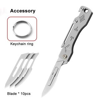Stainless Steel Scalpel Bottle Opener Replaceable Blades Folding Knife Multifunctional Outdoor Survival Camping EDC Tool