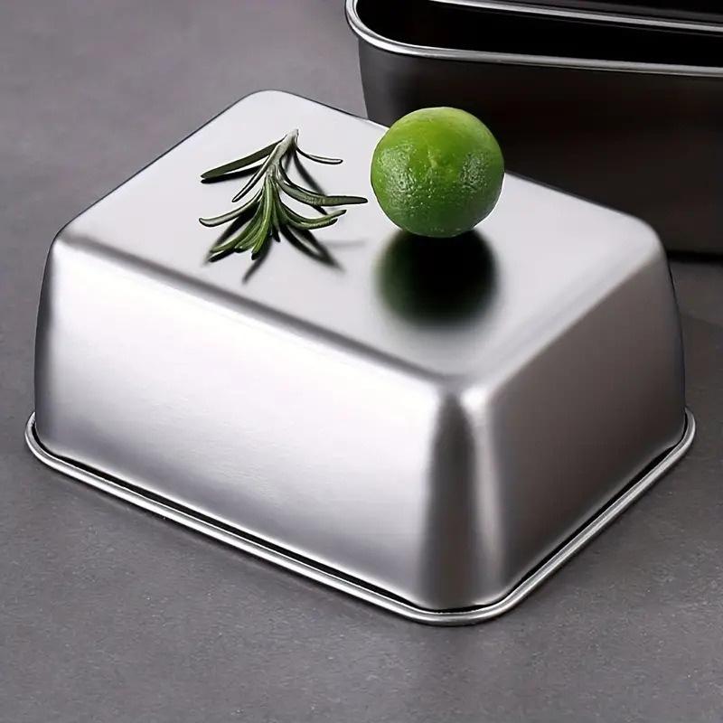 2/4Pcs Fresh-Keeping Box Stainless Steel Rectangular Food Storage Pan with Lid Commercial Dish Tray Freshing Lunch Box Container