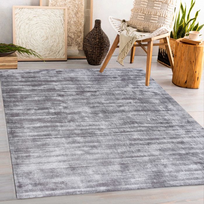 Hand-woven Viscose Rug 90 X 150 Cm - Gray