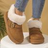 Fashion Casual Metal Buckle Decoration Thick Bottom Snow Boots Fashion Faux Fur Low Heel Boots Women Winter Warm Short Plush Shoes