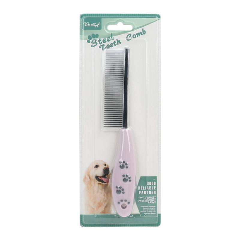 

Pet comb, dog and cat straight comb, footprint single-sided comb, steel needle beauty comb, hair removal and knot comb 91907