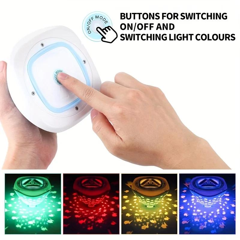 1 Stück LED Schwimmfisch Projektions-Bade-Spielzeug - Lebendiges Mehrfarben-Springbrunnen Unterwasser-Disco-Licht - Pool & Badewanne Party-Spaß, Geschenk