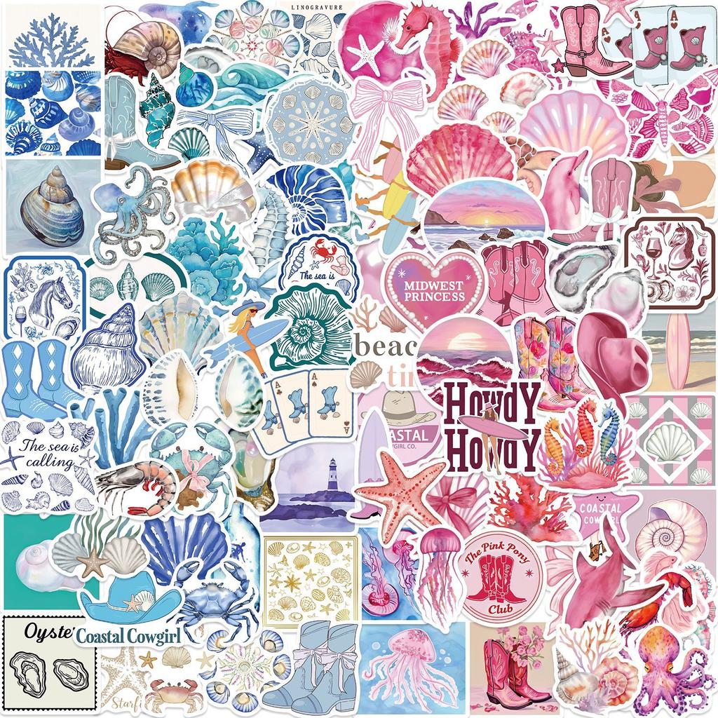 100 Blue Pink Coast Aesthetic Graffiti Stickers DIY Decorative Guitar Notebook Suitcase DIY Waterproof