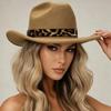Leopard Hat Band Fedora Hat Felt Dress Hat New Western Cowboy Hat  Men Women
