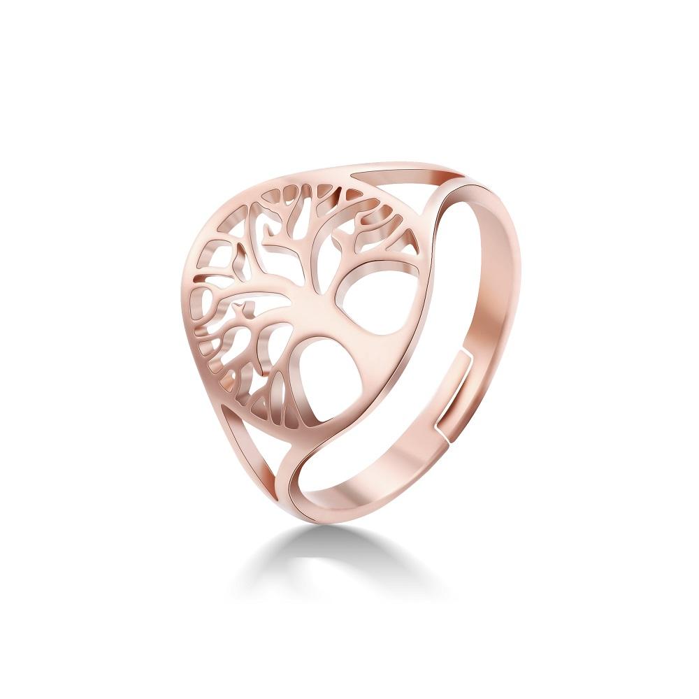 LIKGREAT Tree of Life Ring Gold Color Stainless Steel Adjustable Rings Fashion Jewelry Accessories Mother's Day Gift