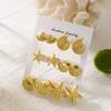 Summer CCB Starfish Seashell Conch Stud Earrings Set for Women Gold Color Star Geometric Earrings Trendy Seaside Beach Jewelry