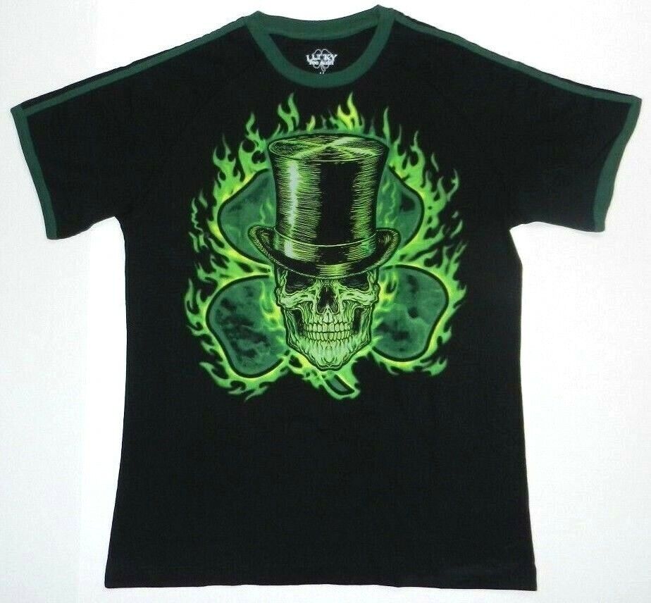 26 Shamrock Four Leaf Clover Irish Skull Neon Color St Patrick s Day Lucky T-shirt Unisex T-Shirt M