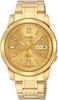 5 Men's Mechanical Automatic Watch SNKK20J1 Made In Japan, Gold Dial, Gold-Tone Bracelet, 39mm, Day-Date, Luminous Hands