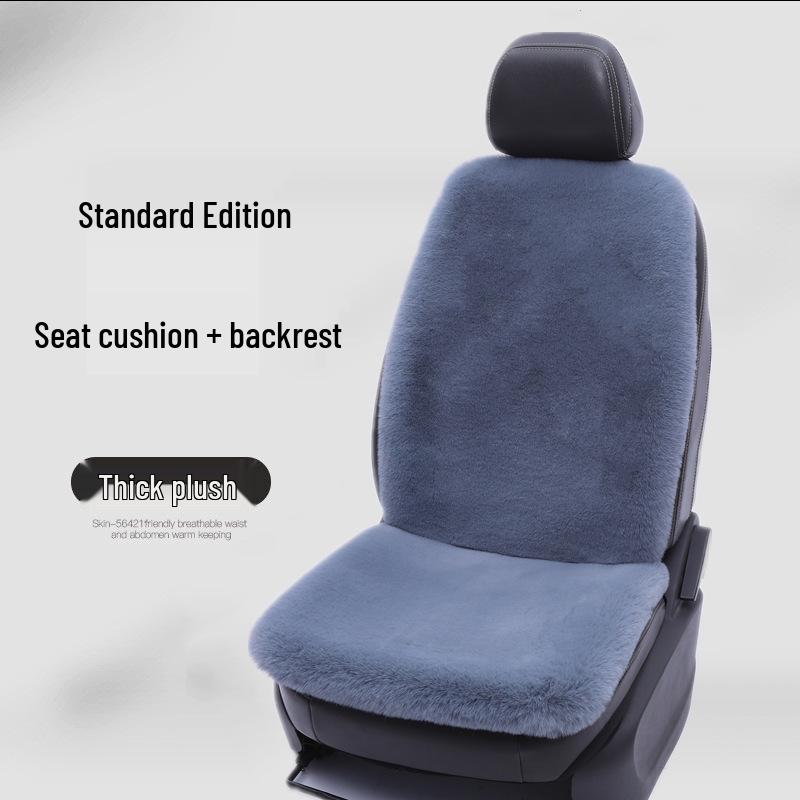 Winter Rabbit Fur Wool Heated Car Seat Cushion - Non-slip, Warm, for Single Seat with Small Waist Support