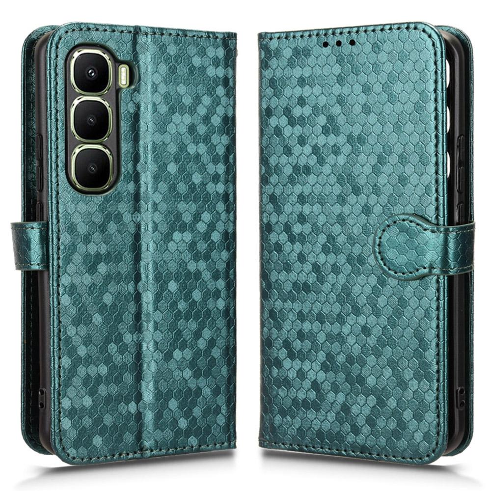 For Infinix Hot 60 Pro+ 4G Wallet Case Dot Pattern Imprint PU Leather Phone Cover with Wrist Strap
