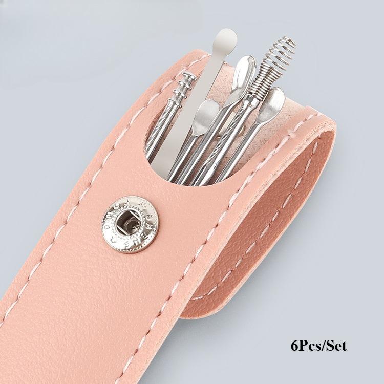 Durable And Safe 6Pcs Ear Cleaner Ear Wax Remover Cleaning Kit Pick Earwax Curette Spoon Care Removal Tool For Baby Adults Ear Care Set