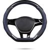 Ergocar Car Steering Wheel Cover Non-Slip Car Steering Wheel Protector Sport D-Shape Carbon Fiber & First Layer Cowhide Universal For Diameter
