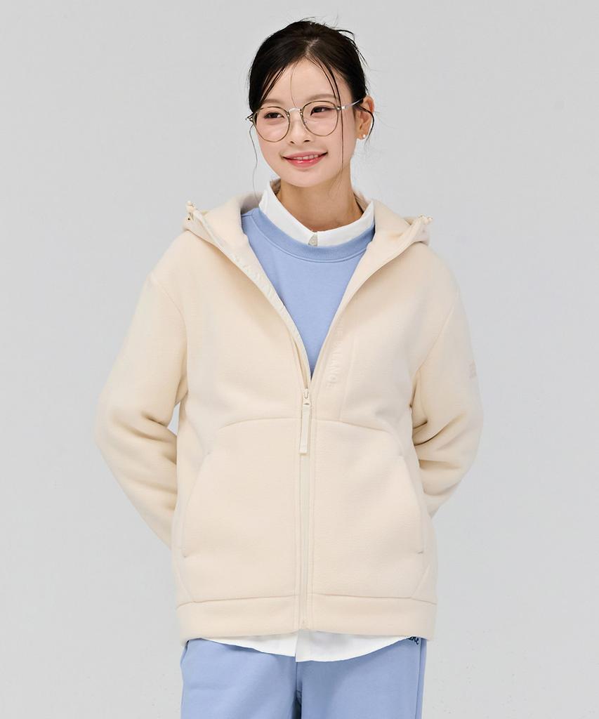 Chasecult Unisex Polar Fleece Boa Bonded Zip-Up Hoodie - Ivory