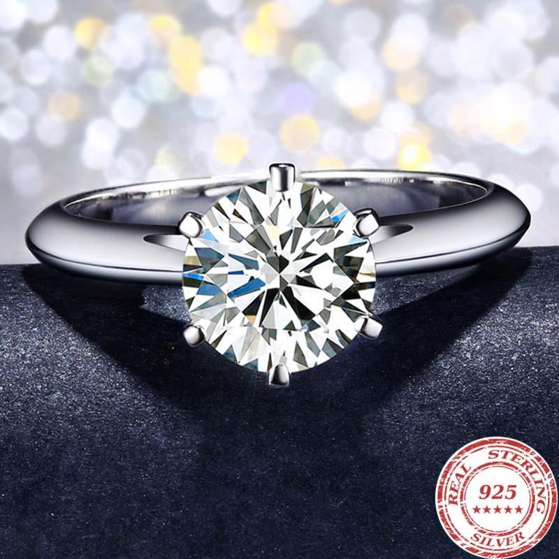 925 Silver Simple Engagement Wedding Rings for Women Fashion 1CT/2CT/ 3CT Cubic Zirconia Ring Bridal Jewelry Gift