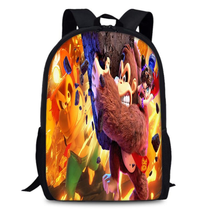 Donkey Kong Bananza Childrens School Backpack With Oxford Fabric For Kids Education
