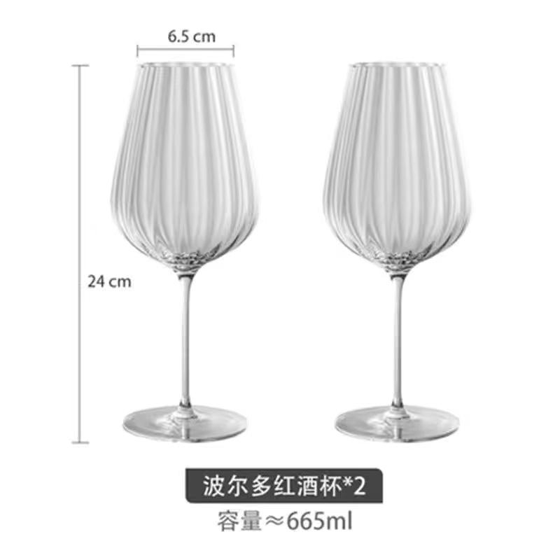 

Nordic Transparent Ripple Crystal Glass Househop Goblet Party Glass Champagne Cup Red Wine Glass Весільний кубок Різдвяні подарунки 2Pcs 665ml