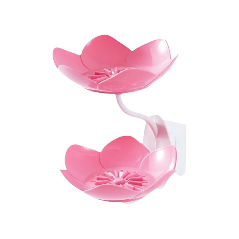 Doppelschichtige Lotusförmige Wandmontierte Seifenschale mit Starkem Kleber Selbstentwässerndes Design Kein Bohren Erforderlich für Badezimmer Dusche Küche