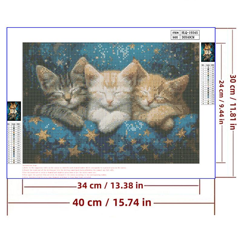 5d DIY Diamond Painting Cross Stitch Cute Animals Three Kittens Diamond Embroidery Mosaic Full Round Drill Home Decor Arts