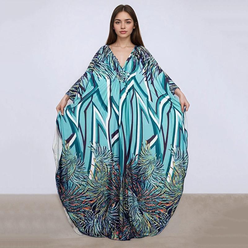 XITAO Print Batwing Sleeve Dress GJ1150