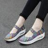  2025 Breathable Casual Women Shoes Loafers Platform Wedges Autumn Woven Slip on Nylon High Heel Pumps Square Dancing