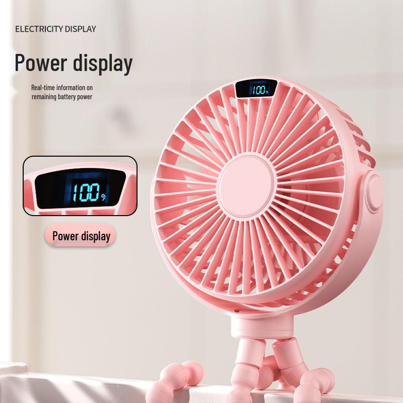 Portable Octopus Baby Stroller Fan, USB Rechargeable, Foldable, Handheld, Desktop Mini Fan