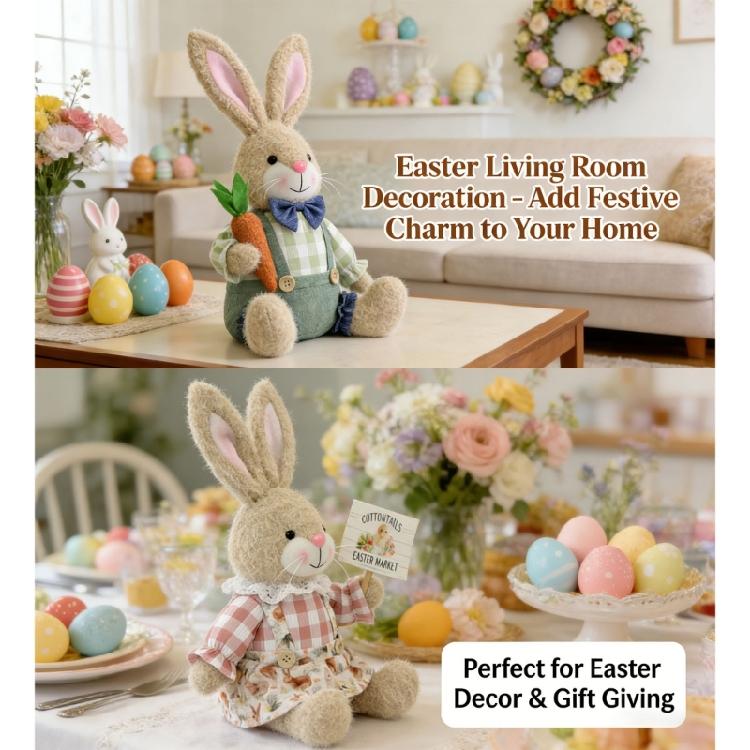 Handmade Rabbit Doll With Gentle Fabric And Wooden Stand Excellent Spring Festival Decors For Spring Themed incidents