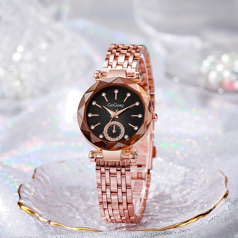 Stilvolle Wasserdichte Quarz-Damenuhr mit Stahlarmband