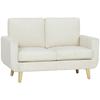 Two-Seater Corduroy Sofa, 134 cm Wide, Upholstered Seat, Spring Cushion, Cream