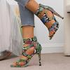 Colorful Snake Pattern Super High Heels Sandals Women 2025 Summer Brand Design Cross Strap Sandals Sexy Nightclub Shoes Women