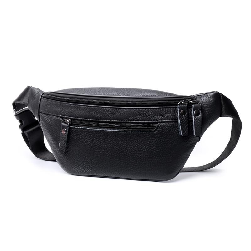 Leather Waist Bag for Men Casual Crossbody Fanny Pack with Adjustable Belt