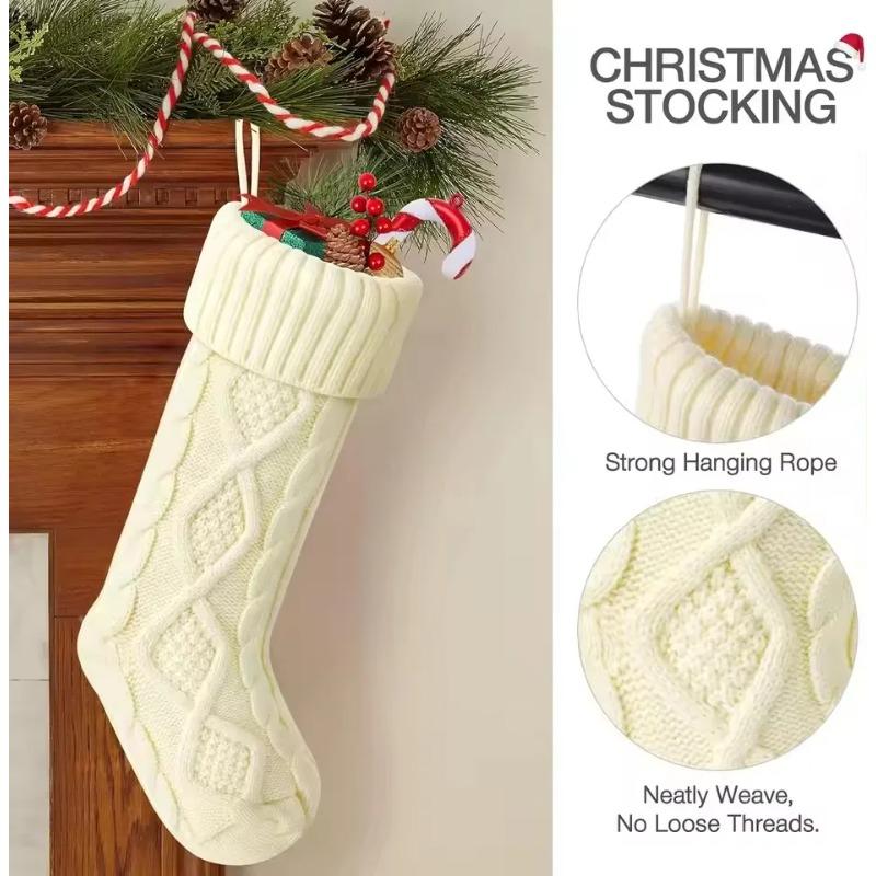 Christmas Stockings for Kids Large Size Cable Knit Stocking Christmas Decorations for Family Party Personalized Festival Gifts
