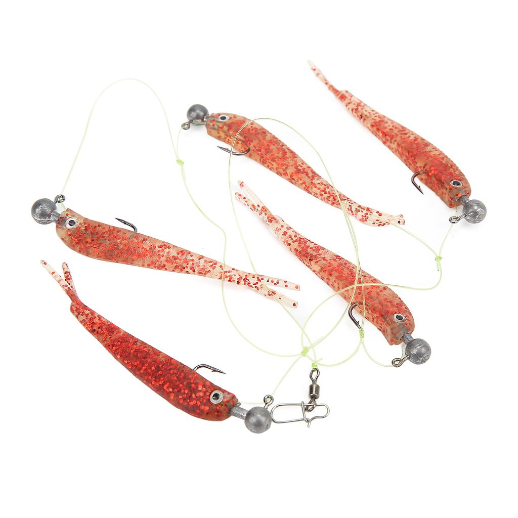 1 Set Umbrella Fishing Rig Kit Set Artificial Soft Fishing Lures Bait Rig for Freshwater Red