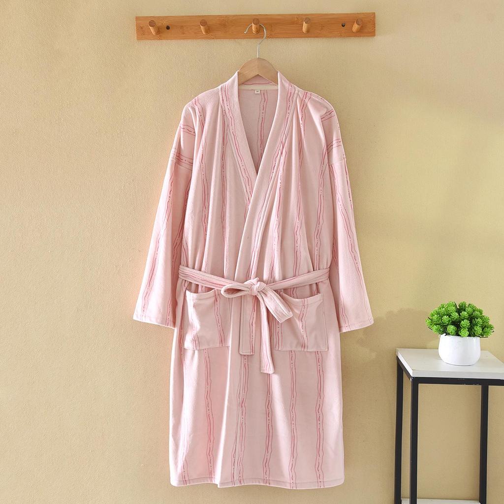 Sea Island Women's Plus Size Fleece Robe: Velvet Thickened, Long Sleeve, Warm Pajamas for Spring, Autumn, Winter
