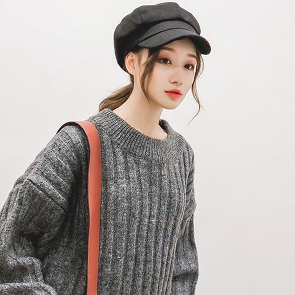 Women All Match Solid Color Short Brim Beret for Autumn Winter Wear