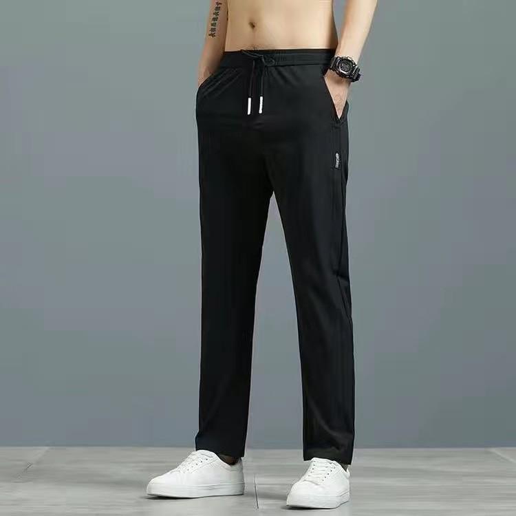 Ice Silk Men's Summer Thin Elastic Business Casual Korean Style Straight-Leg Breathable Sports Pants