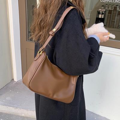 Trend Vintage Damen Schultertaschen Lässige einfarbige Handtaschen für Frauen Vielseitige weiche PU-Leder Damen Umhängetaschen