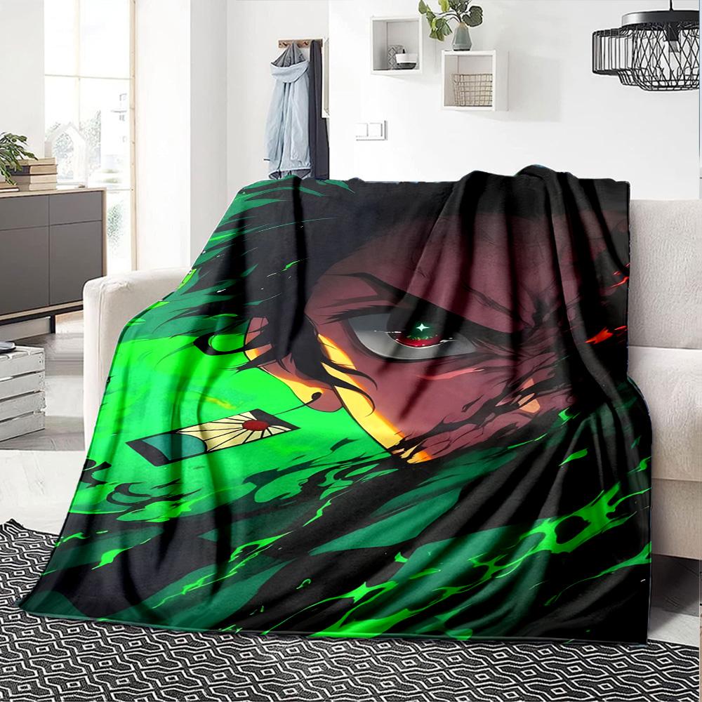 1pc Kamado Tanjiro Blanket, Gift, for Men and Women, Soft Blanket, Good for Sofa Bed Couch Travel, Lightweight Flannel Blanket