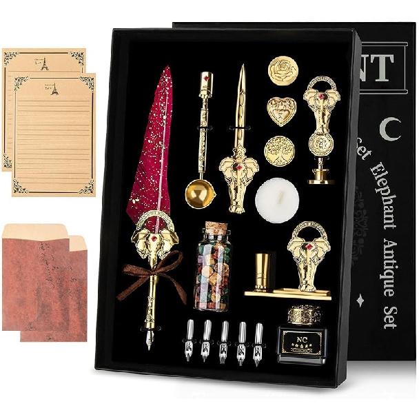 Набор чернил для пера NC, Набор перьевых ручек и чернил, Набор для каллиграфии, Набор чернил и перьев, Перо-погружная ручка и чернила, Подарок на День святого Валентина для любителей письма красный